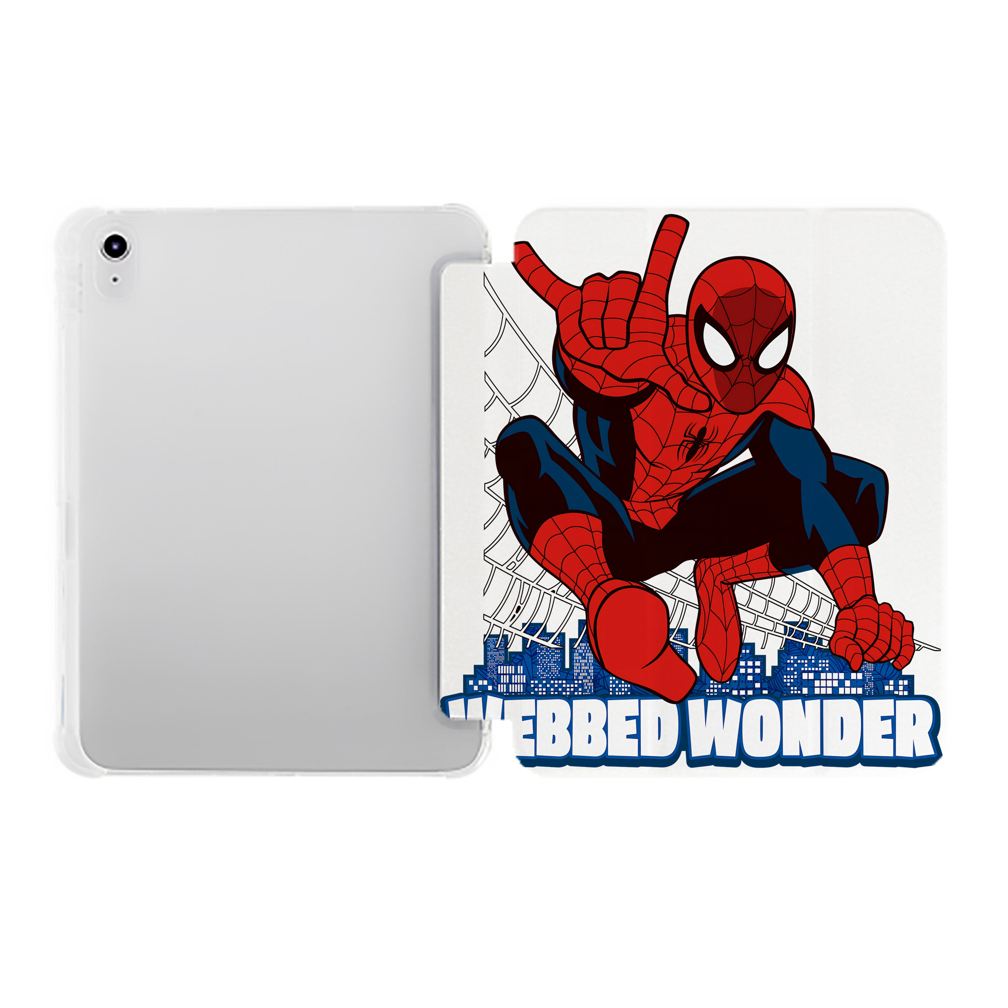 （画像用） Spider Man スパイダーマン IPad ケース ペン収納付き 三つ折りスタンド PUレザー×シリコン 対応機種9.5/10.5/10.9インチ